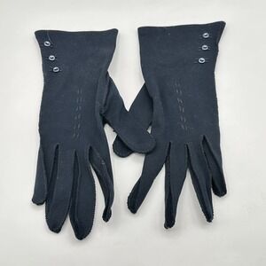 Vtg Wrist Gauntlet Gloves Womens Black Side Button Stitching Bridgerton Opera